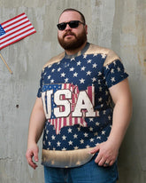 Men's Plus Size Independence Day Star USA Letter Print Round Neck Short Sleeve T-Shirt